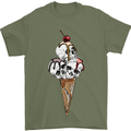 Ice Cream Skull Mens T-Shirt Cotton Gildan Military Green