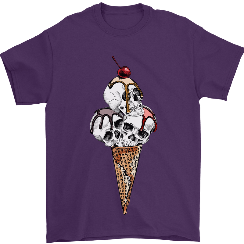 Ice Cream Skull Mens T-Shirt Cotton Gildan Purple