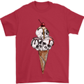 Ice Cream Skull Mens T-Shirt Cotton Gildan Red