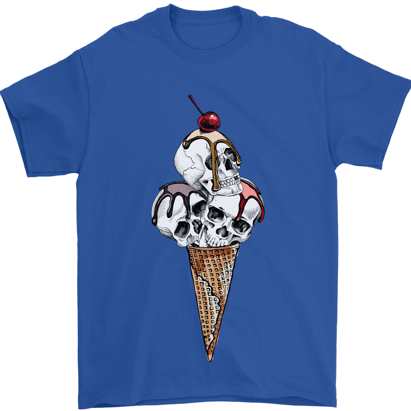 Ice Cream Skull Mens T-Shirt Cotton Gildan Royal Blue
