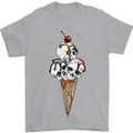 Ice Cream Skull Mens T-Shirt Cotton Gildan Sports Grey