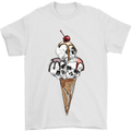 Ice Cream Skull Mens T-Shirt Cotton Gildan White