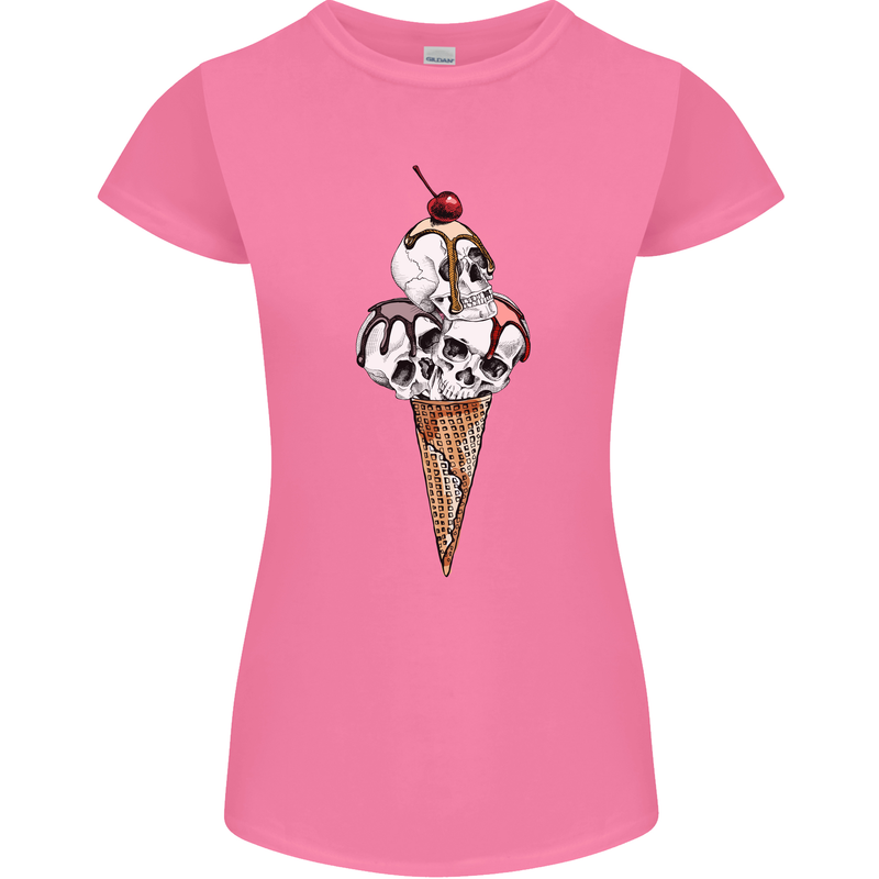 Ice Cream Skull Womens Petite Cut T-Shirt Azalea