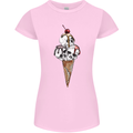 Ice Cream Skull Womens Petite Cut T-Shirt Light Pink