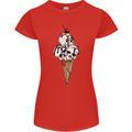 Ice Cream Skull Womens Petite Cut T-Shirt Red