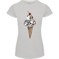 Ice Cream Skull Womens Petite Cut T-Shirt Sports Grey