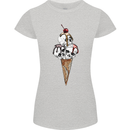 Ice Cream Skull Womens Petite Cut T-Shirt Sports Grey