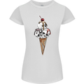 Ice Cream Skull Womens Petite Cut T-Shirt White