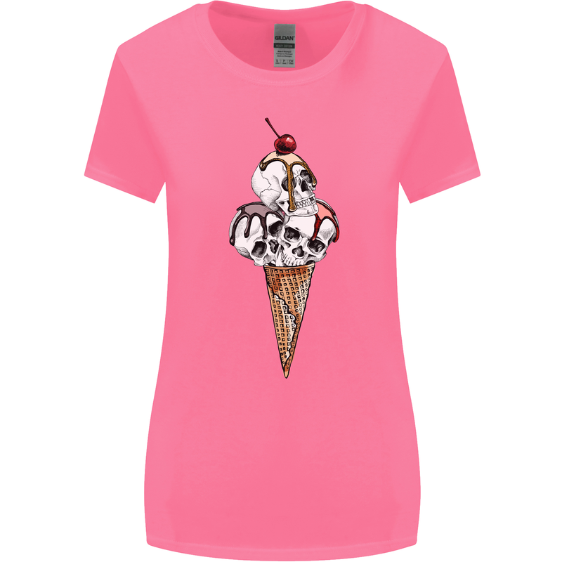Ice Cream Skull Womens Wider Cut T-Shirt Azalea