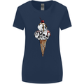 Ice Cream Skull Womens Wider Cut T-Shirt Navy Blue