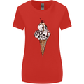 Ice Cream Skull Womens Wider Cut T-Shirt Red