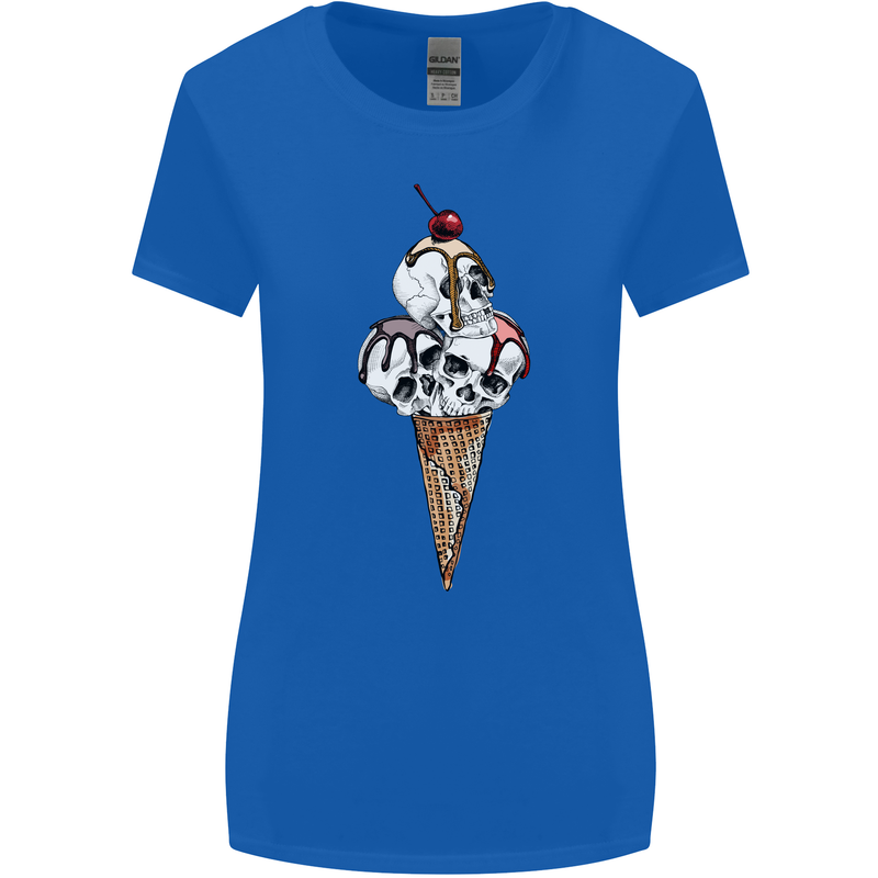 Ice Cream Skull Womens Wider Cut T-Shirt Royal Blue