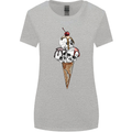 Ice Cream Skull Womens Wider Cut T-Shirt Sports Grey