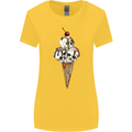 Ice Cream Skull Womens Wider Cut T-Shirt Yellow