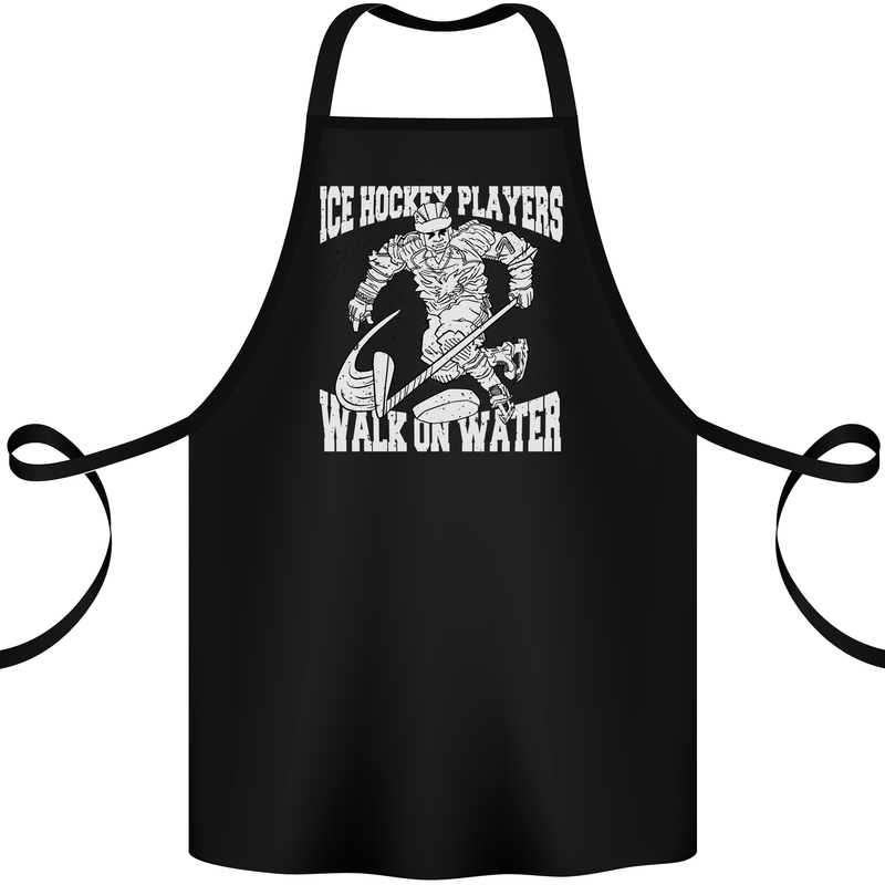 Ice Hockey Players Walk On Water Cotton Apron 100% Organic Black