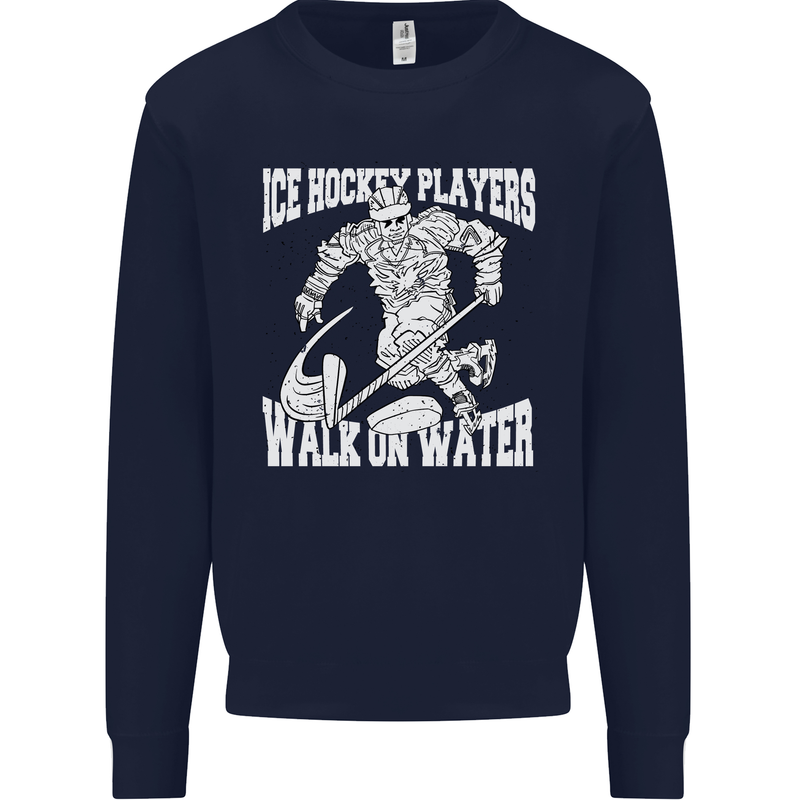 Ice Hockey Players Walk On Water Kids Sweatshirt Jumper Navy Blue