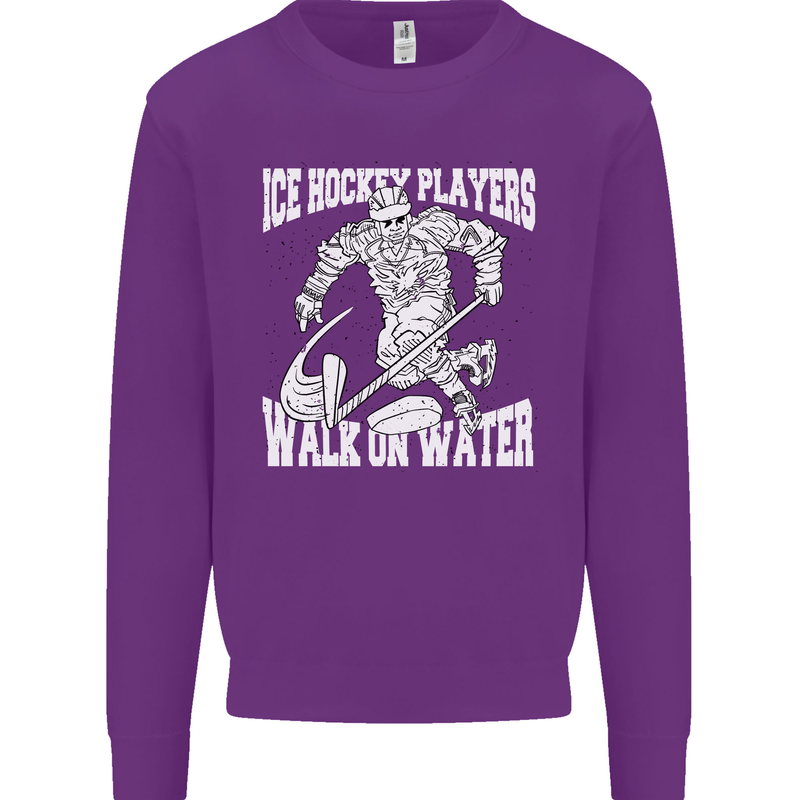 Ice Hockey Players Walk On Water Kids Sweatshirt Jumper Purple