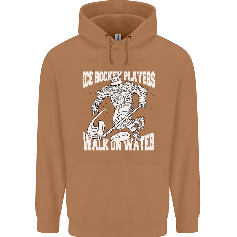 Ice Hockey Players Walk On Water Mens 80% Cotton Hoodie Caramel Latte