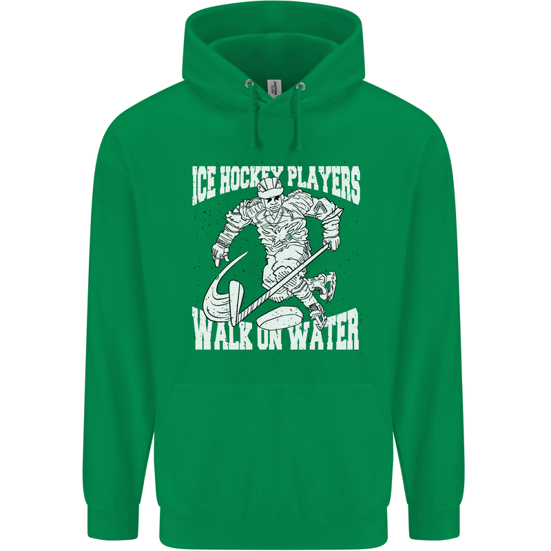 Ice Hockey Players Walk On Water Mens 80% Cotton Hoodie Irish Green