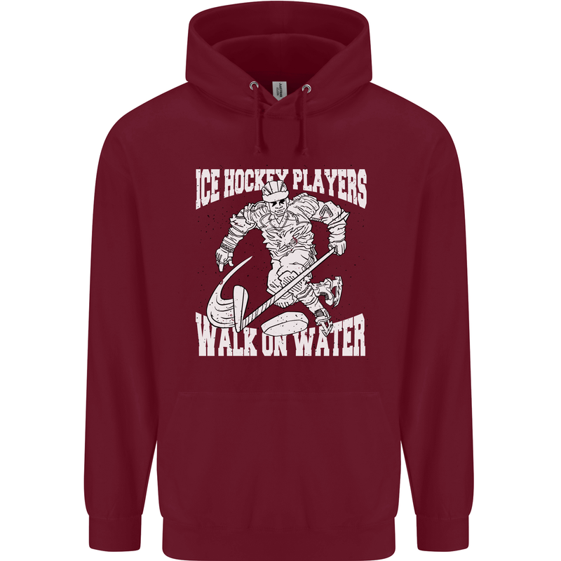 Ice Hockey Players Walk On Water Mens 80% Cotton Hoodie Maroon