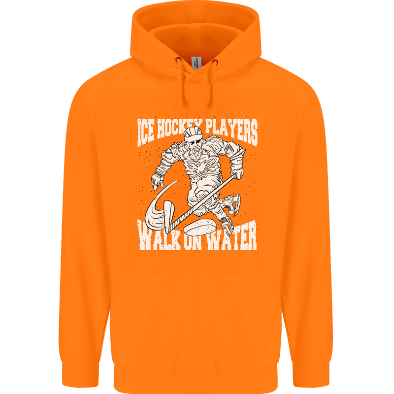 Ice Hockey Players Walk On Water Mens 80% Cotton Hoodie Orange
