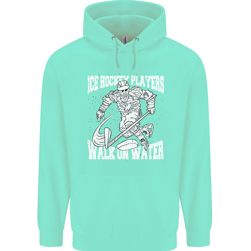 Ice Hockey Players Walk On Water Mens 80% Cotton Hoodie Peppermint