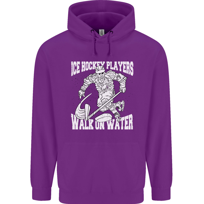 Ice Hockey Players Walk On Water Mens 80% Cotton Hoodie Purple