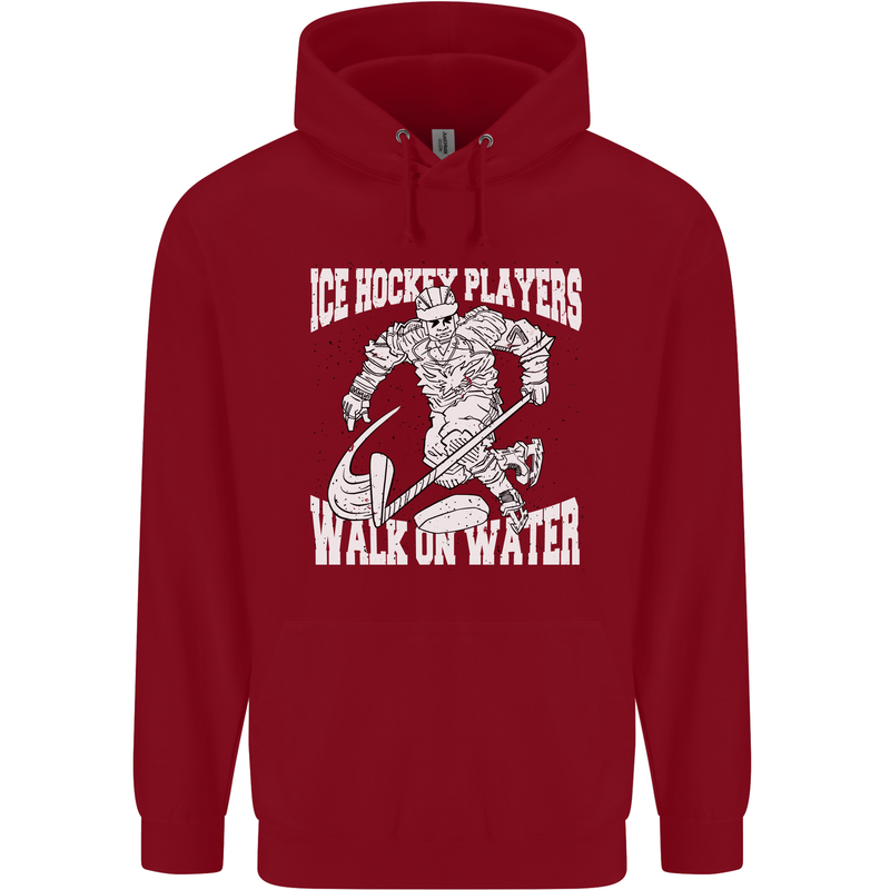 Ice Hockey Players Walk On Water Mens 80% Cotton Hoodie Red
