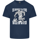Ice Hockey Players Walk On Water Mens Cotton T-Shirt Tee Top Navy Blue
