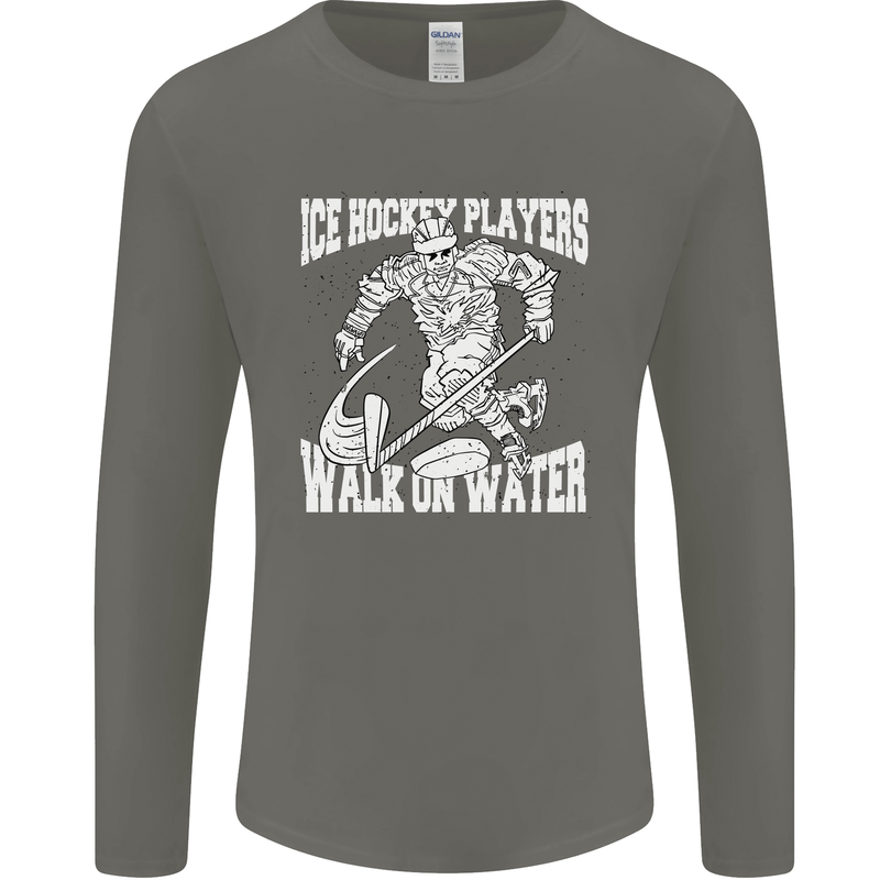 Ice Hockey Players Walk On Water Mens Long Sleeve T-Shirt Charcoal