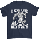 Ice Hockey Players Walk On Water Mens T-Shirt 100% Cotton Navy Blue