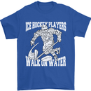 Ice Hockey Players Walk On Water Mens T-Shirt 100% Cotton Royal Blue