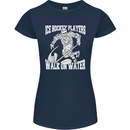 Ice Hockey Players Walk On Water Womens Petite Cut T-Shirt Navy Blue