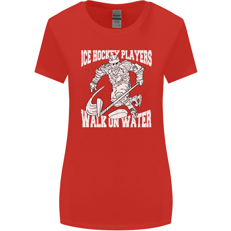 Ice Hockey Players Walk On Water Womens Wider Cut T-Shirt Red