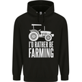 Id Rather Be Farmer Farming Tractor Childrens Kids Hoodie Black