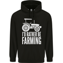 Id Rather Be Farmer Farming Tractor Childrens Kids Hoodie Black
