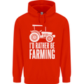 Id Rather Be Farmer Farming Tractor Childrens Kids Hoodie Bright Red