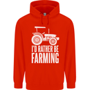 Id Rather Be Farmer Farming Tractor Childrens Kids Hoodie Bright Red
