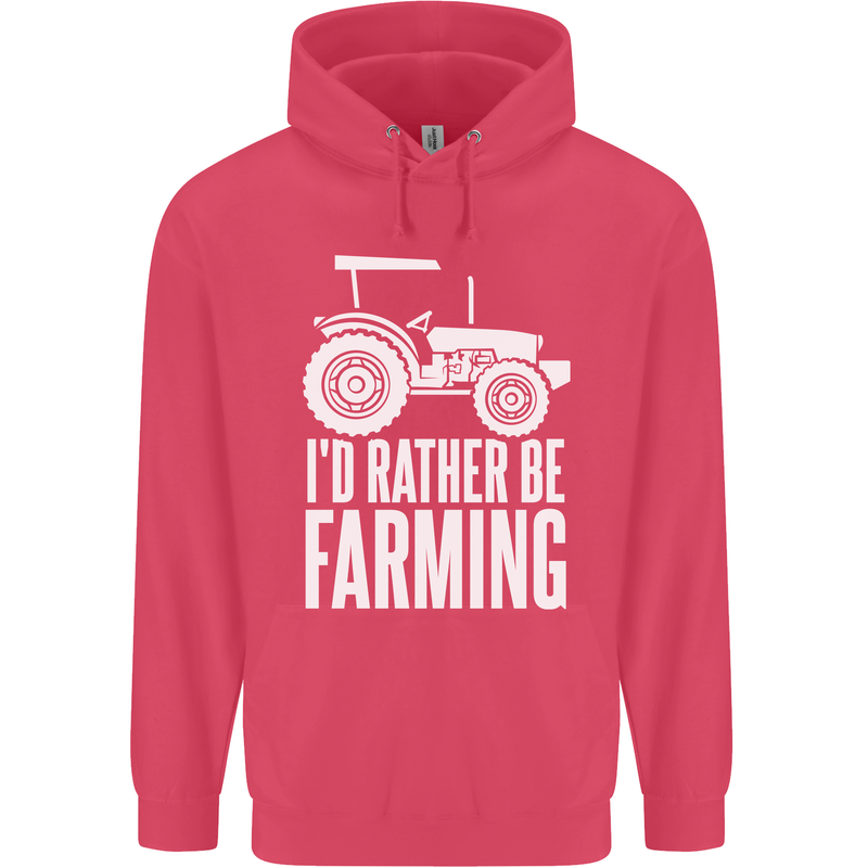 Id Rather Be Farmer Farming Tractor Childrens Kids Hoodie Heliconia