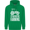 Id Rather Be Farmer Farming Tractor Childrens Kids Hoodie Irish Green
