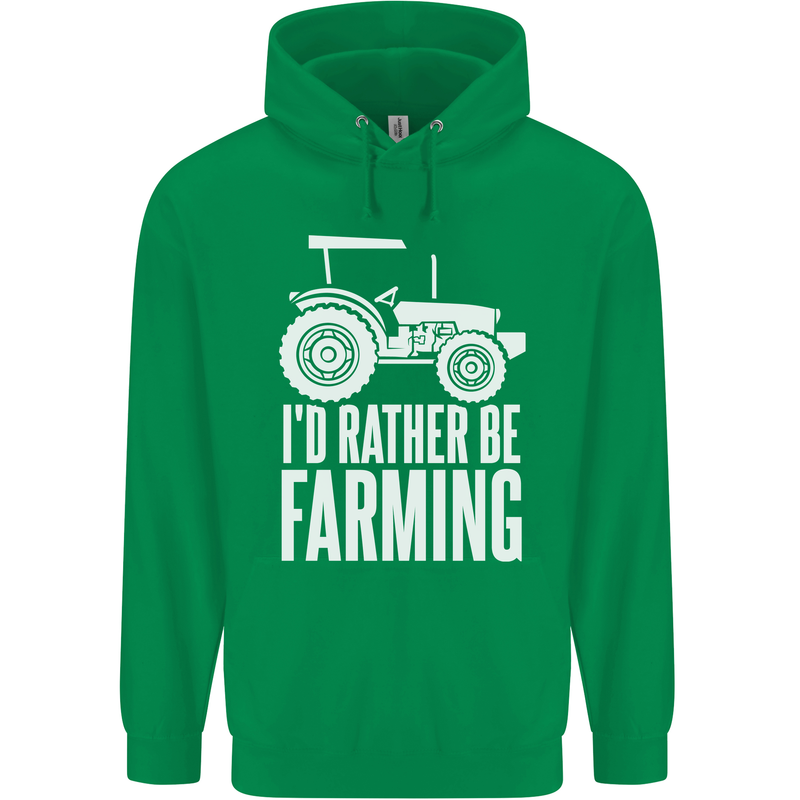 Id Rather Be Farmer Farming Tractor Childrens Kids Hoodie Irish Green