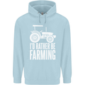 Id Rather Be Farmer Farming Tractor Childrens Kids Hoodie Light Blue