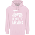 Id Rather Be Farmer Farming Tractor Childrens Kids Hoodie Light Pink