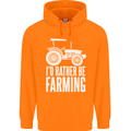 Id Rather Be Farmer Farming Tractor Childrens Kids Hoodie Orange