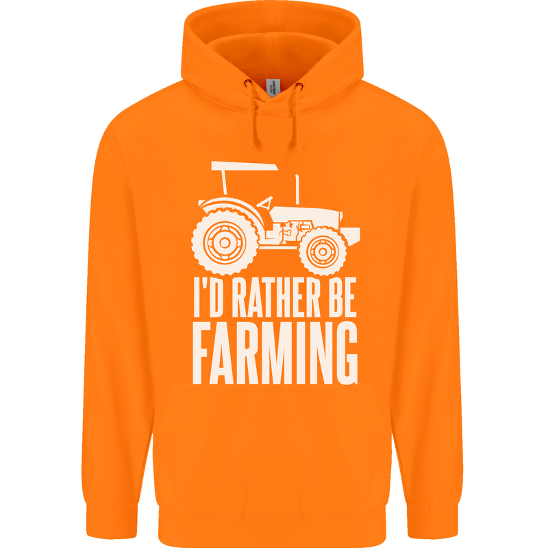 Id Rather Be Farmer Farming Tractor Childrens Kids Hoodie Orange