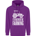 Id Rather Be Farmer Farming Tractor Childrens Kids Hoodie Purple