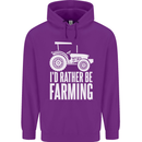 Id Rather Be Farmer Farming Tractor Childrens Kids Hoodie Purple