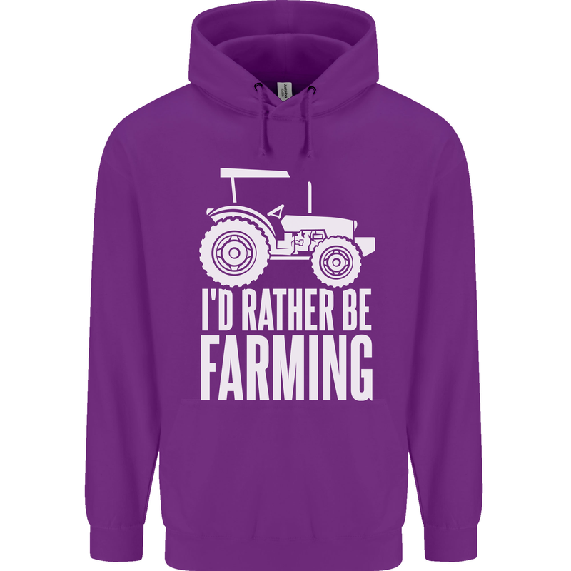 Id Rather Be Farmer Farming Tractor Childrens Kids Hoodie Purple