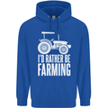 Id Rather Be Farmer Farming Tractor Childrens Kids Hoodie Royal Blue