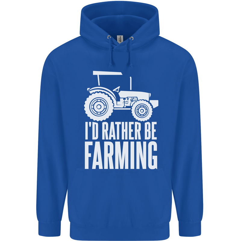 Id Rather Be Farmer Farming Tractor Childrens Kids Hoodie Royal Blue
